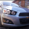Защита радиатора "Standart" Chevrolet Aveo (2011-2015) верх, чёрная купить недорого с доставкой в Салехард